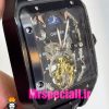 ساعت کارتیه مردانه مدل سانتوس اتوماتیک بند چرم مشکی صفحه اسکلتون CARTIER SANTOS 020943