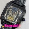 ساعت کارتیه مردانه مدل سانتوس اتوماتیک بند چرم مشکی صفحه اسکلتون CARTIER SANTOS 020943