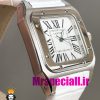 ساعت کارتیه زنانه مدل سانتوس باتری بند چرم سفید صفحه سفید 020971 Cartier Santos100