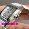 ساعت کارتیه زنانه مدل سانتوس باتری بند چرم سفید صفحه سفید 020971 Cartier Santos100