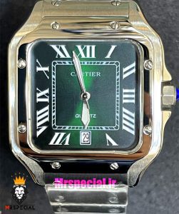 ساعت کارتیه مردانه مدل سانتوس کوارتز استیل صفحه سبز 021368 Cartier Santos