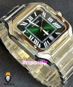 ساعت کارتیه مردانه مدل سانتوس کوارتز استیل صفحه سبز 021368 Cartier Santos