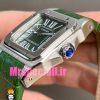 ساعت ست کارتیه زنانه و مردانه مدل سانتوس باتری بند چرم سبز قاب استیل صفحه سبز 020973 Cartier Santos100 - تصویر 5