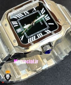 ساعت کارتیه مردانه مدل سانتوس کوارتز استیل صفحه سبز 021368 Cartier Santos