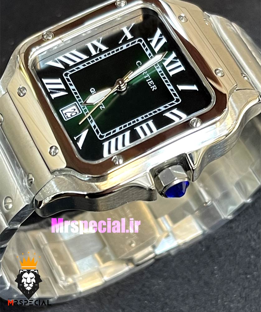 ساعت کارتیه مردانه مدل سانتوس کوارتز استیل صفحه سبز 021368 Cartier Santos