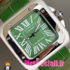 ساعت ست کارتیه زنانه و مردانه مدل سانتوس باتری بند چرم سبز قاب استیل صفحه سبز 020973 Cartier Santos100 - تصویر 6