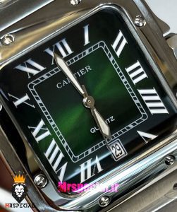 ساعت کارتیه مردانه مدل سانتوس کوارتز استیل صفحه سبز 021368 Cartier Santos