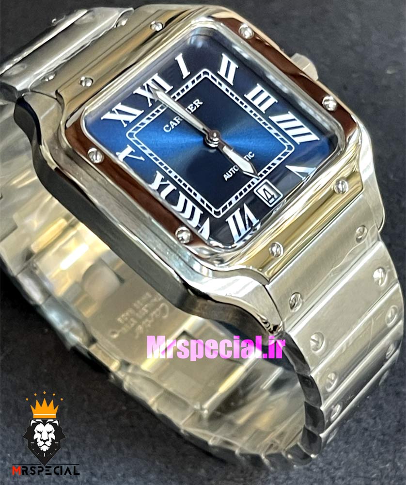 ساعت کارتیه مردانه مدل سانتوس کوارتز استیل صفحه ابی 021367 Cartier Santos