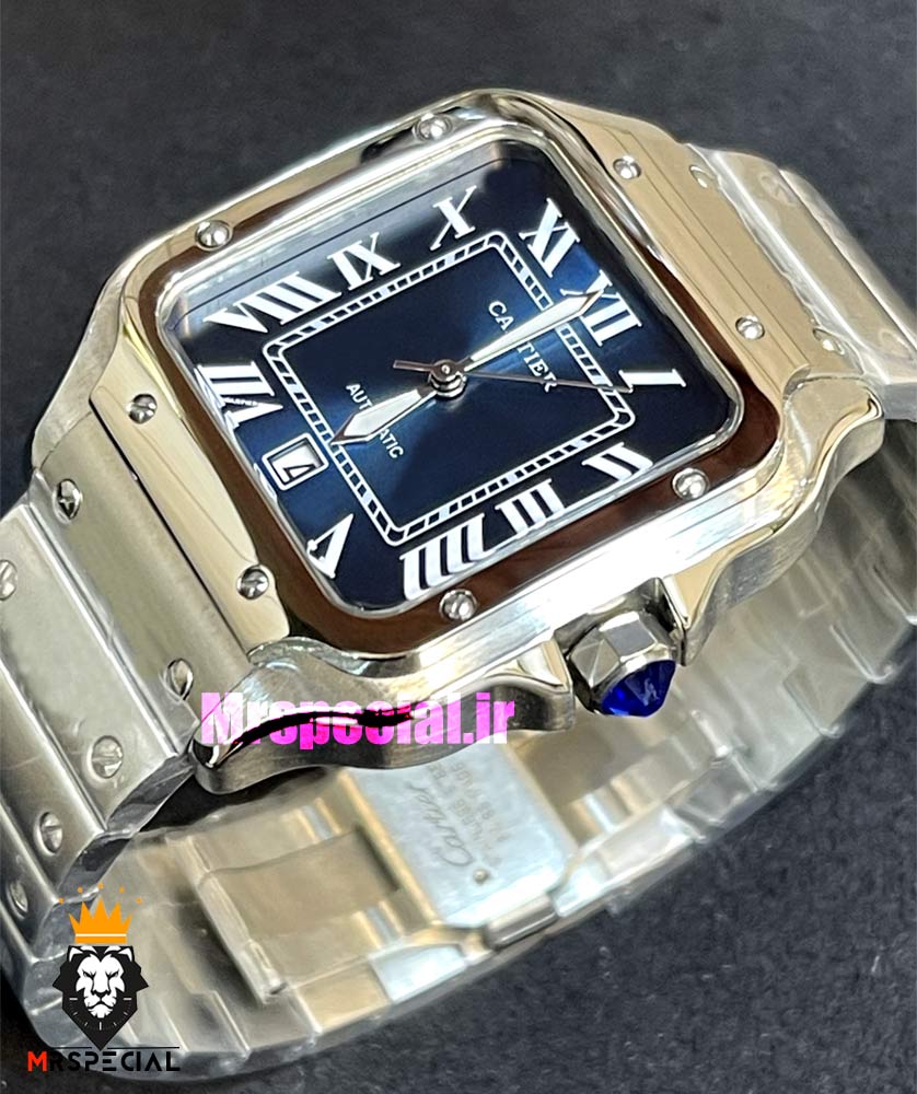 ساعت کارتیه مردانه مدل سانتوس کوارتز استیل صفحه ابی 021367 Cartier Santos