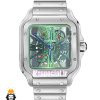ساعت کارتیه مردانه مدل سانتوس اسکلتون کوارتز استیل صفحه سبز 021370 Cartier Santos Skeleton