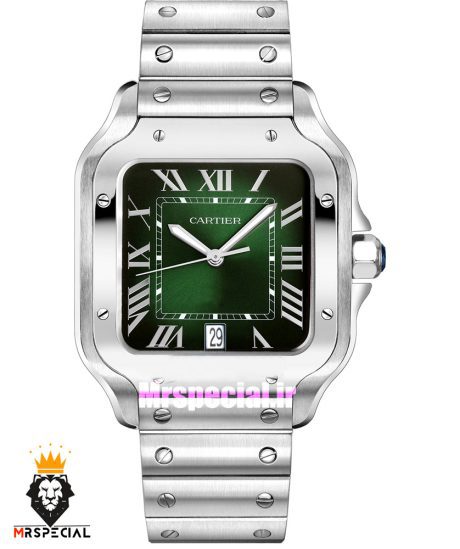 ساعت کارتیه مردانه مدل سانتوس کوارتز استیل صفحه سبز 021368 Cartier Santos