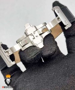 ساعت مچی زنانه کارتیه سانتوس فول نگین کرنوگراف بند چرم 01141 Cartier Santos100