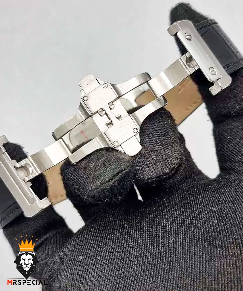 ساعت مچی زنانه کارتیه سانتوس فول نگین کرنوگراف بند چرم 01141 Cartier Santos100
