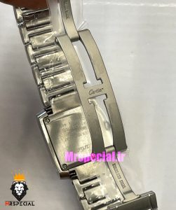 ساعت کارتیه زنانه مدل تانک کوارتز استیل سایز مدیوم صفحه سفید Cartier Tank 021328