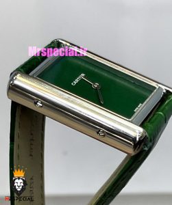 ساعت ست مردانه و زنانه کارتیه مدل تانک بند چرم سبز صفحه سبز Cartier Tank 021396 