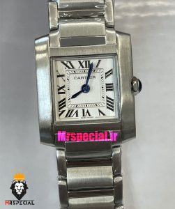 ساعت کارتیه زنانه مدل تانک کوارتز استیل سایز اسمال صفحه سفید Cartier Tank 021329 
