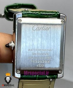 ساعت ست مردانه و زنانه کارتیه مدل تانک بند چرم سبز صفحه سبز Cartier Tank 021396 