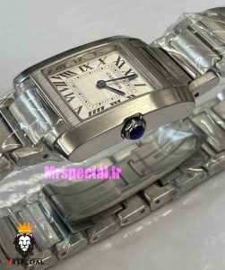 ساعت کارتیه زنانه مدل تانک کوارتز استیل سایز مدیوم صفحه سفید Cartier Tank 021328 