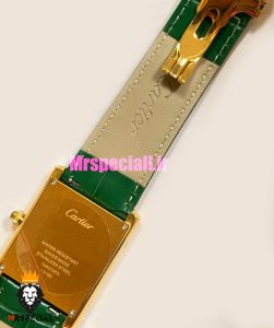 ساعت کارتیه مردانه تانک قاب طلایی صفحه سبز چرم سبز Cartier Tank 021680 
