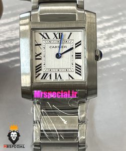 ساعت کارتیه زنانه مدل تانک کوارتز استیل سایز مدیوم صفحه سفید Cartier Tank 021328 