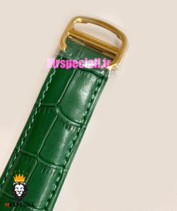 ساعت کارتیه مردانه تانک قاب طلایی صفحه سبز چرم سبز Cartier Tank 021680 