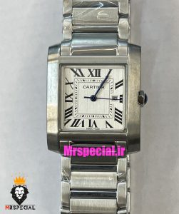 ساعت کارتیه مردانه مدل تانک کوارتز استیل صفحه سفید Cartier Tank Française 021330 