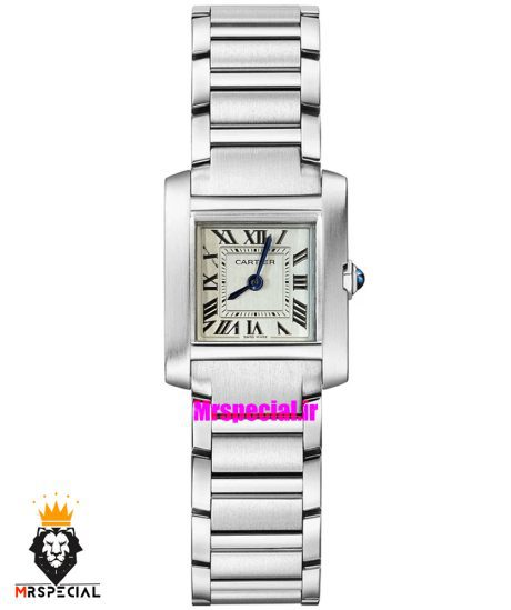 ساعت کارتیه زنانه مدل تانک کوارتز استیل سایز اسمال صفحه سفید Cartier Tank 021329
