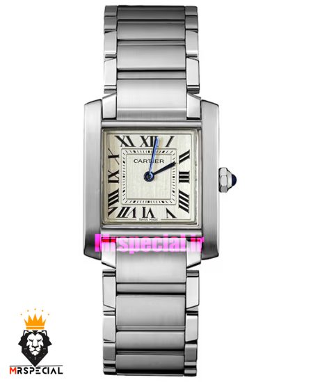 ساعت کارتیه زنانه مدل تانک کوارتز استیل سایز مدیوم صفحه سفید Cartier Tank 021328