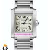 ساعت کارتیه مردانه مدل تانک کوارتز استیل صفحه سفید Cartier Tank Française 021330