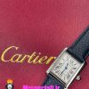 ساعت کارتیه زنانه مدل تانک کیفیت مستر قاب استیل بند چرم سورمه ای Cartier Tank 021043