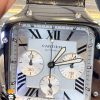 ساعت کارتیه مردانه مدل دسانتوس کرنوگراف بند چرم قاب استیل صفحه سفید 021132 Cartier Santos de