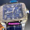 ساعت کارتیه مردانه مدل دسانتوس کرنوگراف بند چرم قاب استیل صفحه ابی 021133 Cartier Santos de