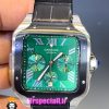 ساعت کارتیه مردانه مدل دسانتوس کرنوگراف بند چرم قاب مشکی صفحه سبز 021134 Cartier Santos de