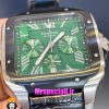 ساعت کارتیه مردانه مدل دسانتوس کرنوگراف بند چرم قاب مشکی صفحه سبز 021134 Cartier Santos de
