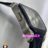 ساعت کارتیه مردانه مدل دسانتوس کرنوگراف بند چرم قاب استیل صفحه سفید 021131 Cartier Santos de