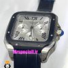 ساعت کارتیه مردانه مدل دسانتوس کرنوگراف بند چرم قاب استیل صفحه سفید 021131 Cartier Santos de