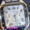 ساعت کارتیه مردانه مدل دسانتوس کرنوگراف بند چرم قاب استیل صفحه سفید 021131 Cartier Santos de
