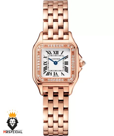 ساعت مچی زنانه کارتیه پنتر رزگلد قاب نگین سایز اسمال CARTIER PANTHRE 2531