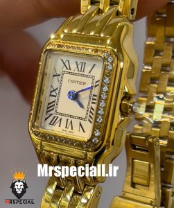 ساعت مچی زنانه کارتیر پنتر قاب نگین CARTIER PANTHRE 020545 