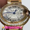 ساعت زنانه کارتیه مدل بالن بلو بند استیل رزگلد صفحه سفید قاب نگین cartier ballon bleu 020909