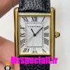 ساعت کارتیه مردانه مدل تانک بند چرم قاب طلایی صفحه سفید Cartier Tank 020700