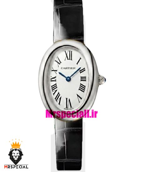 ساعت کارتیه زنانه مدل بایگنور بند چرم صفحه سفید 021521 Cartier Baignoire