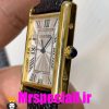 ساعت کارتیه مردانه مدل تانک بند چرم قاب طلایی صفحه سفید Cartier Tank 020700