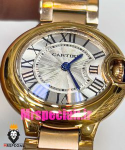 ساعت زنانه کارتیه مدل بالن بلو بند استیل رزگلد صفحه سفید cartier ballon bleu 020908 