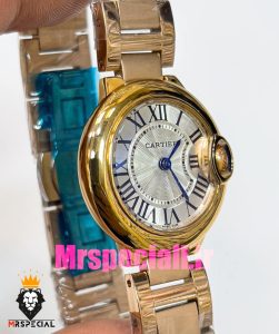 ساعت زنانه کارتیه مدل بالن بلو بند استیل رزگلد صفحه سفید cartier ballon bleu 020908 