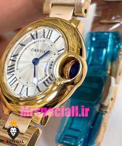 ساعت زنانه کارتیه مدل بالن بلو بند استیل رزگلد صفحه سفید cartier ballon bleu 020908 