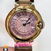 ساعت زنانه کارتیه مدل بالن بلو بند استیل رزگلد صفحه صورتی cartier ballon bleu 020911