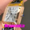 ساعت کارتیه زنانه دومونت بند چرم مشکی قاب رزگلد صفحه سفید CARTIER Santos-Dumont watch 020683