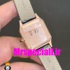 ساعت کارتیه زنانه دومونت بند چرم ابی قاب رزگلد صفحه سفید CARTIER Santos-Dumont watch 020684