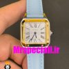 ساعت کارتیه زنانه دومونت بند چرم دورنگ طلایی صفحه سفید CARTIER Santos-Dumont watch 020678